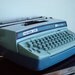 Blue 1960s Electric Typewriter Smith Corona Coronet Super 12 Vintage Portable Typewriter Two Tone Turquoise Model 6LEA