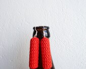 Orange Crochet Cylinder Shaped Dangle Earrings