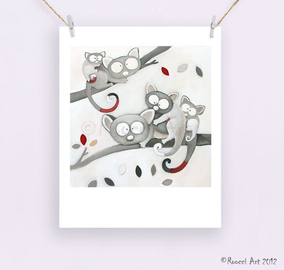 Parlez-Vous Possum - Australian Animal 8x10" / A4 Fine Art Print. Beautiful animals for nursery decor and children's rooms.