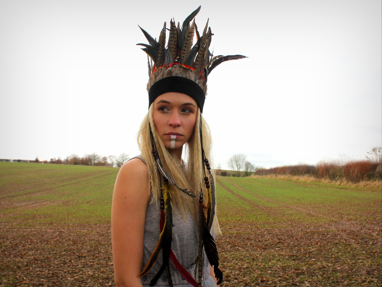 Black Natural Feather headband
