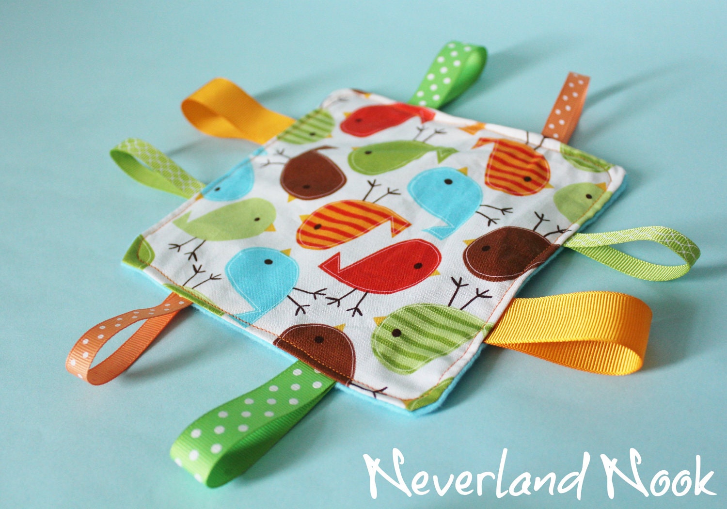 Crinkle Ribbon Sensory Bird Toy - Crinkle Blanket - Crinkle Toy - Sensory - Ribbon Toy - Robert Kaufman Fabric - Baby Shower