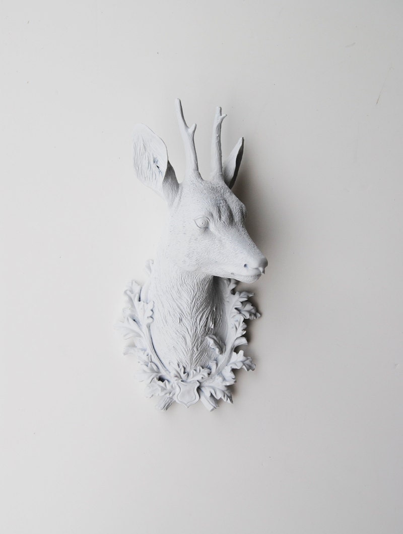 Faux Deer Head - Faux Taxidermy - The Amalia - Small White Resin Deer Head- White Deer Antlers Mounted - WhiteFauxTaxidermy