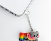 Nyan Cat Charm iPhone Earphone Plug, Dust Plug, Pluggy, Geek Cellphone Accessories, 3.5mm, Meme, available with Charm Strap