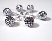5 Mardi Gras Bead Silver Ball Push Pins ( Thumb tacks ) - Upcycled, Repurposed, Recycled, Metallic