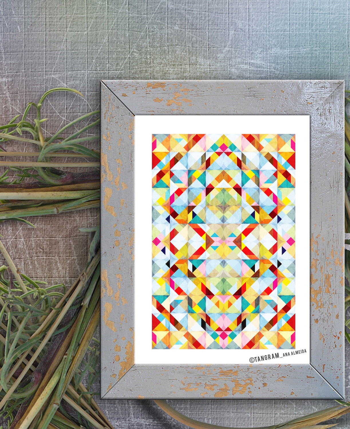 Tangram Geometric Art, Abstract Wall Decor Illustration. Geometric Poster A3, Abstract Wall Art in Bright Colors