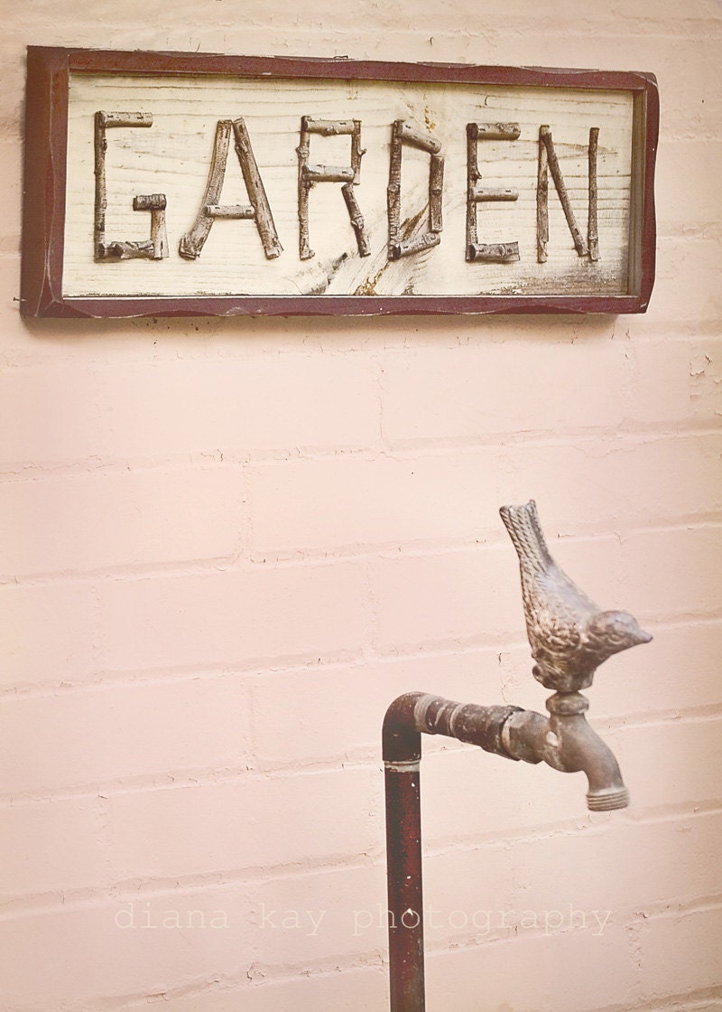 Vintage Garden. 5x7 Fine Art Print on Lustre Paper. Mounted on matboard.  Nature.  Bird.  Rustic.