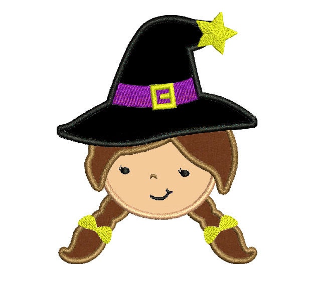 Halloween Lil Witch- 4x4 5x7 Machine Embroidery Applique Design