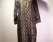 Spring Sale Was 56 // Silky Middle Eastern Pattern Tunic- Velvet & Copper Embroidery