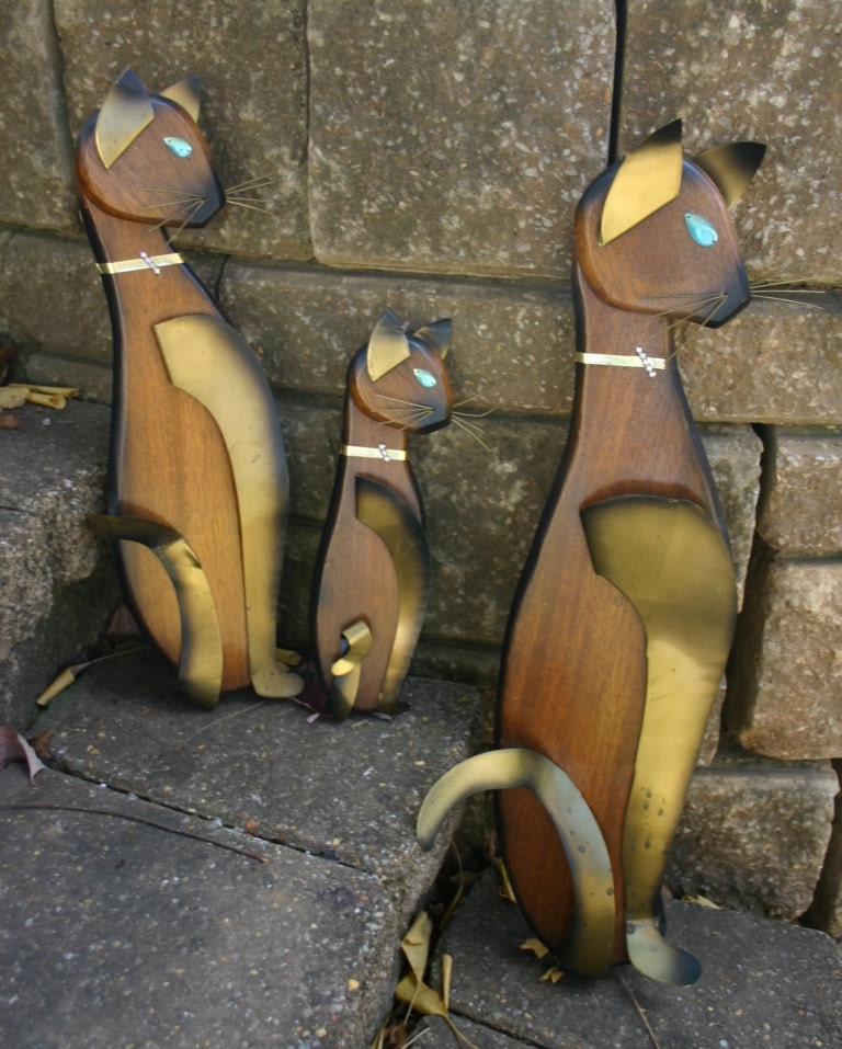 Mid Century Siamese Cat Family Plaques