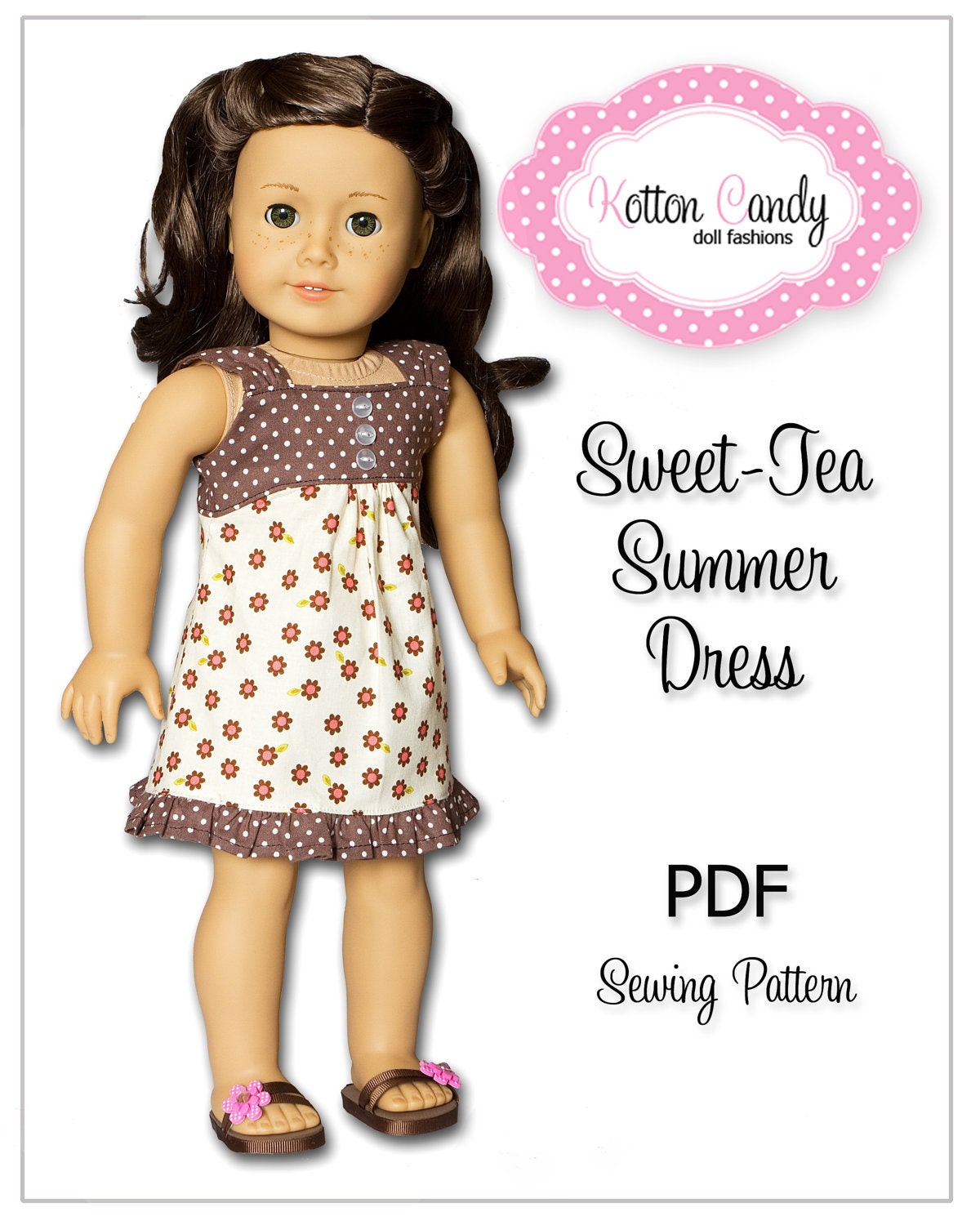 PDF Sewing Pattern for 18 Inch American Girl Doll Clothes - Sweet-Tea Summer Dress ePattern