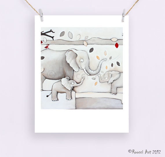 Bumbly Baby Elephant - African Animal 8x10" / A4 Fine Art Print. Beautiful animals for nursery decor and children's rooms.