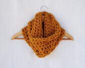 Crochet scarf cowl neck warmer handmade hand crocheted acrylic wool men women mustard gold chunky BUTTERSCOTCH