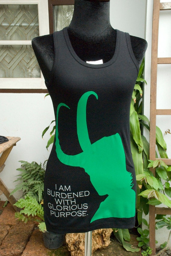 Loki : I am burdened with glorious purpose green and grey print on Tank Top