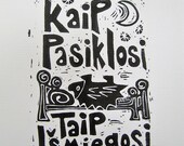 Insomniac Hedgehog Linocut Print
