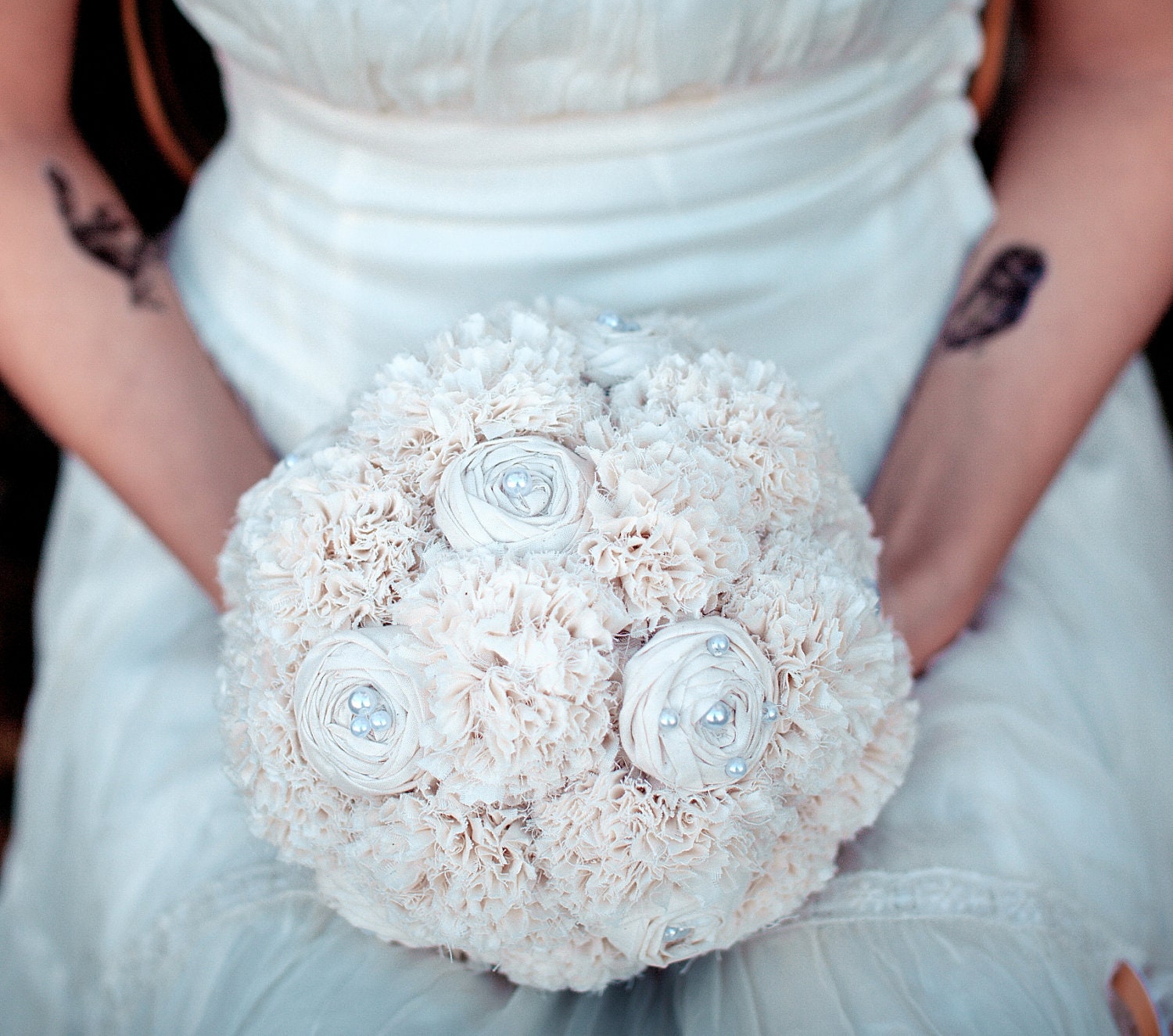 Heirloom Fabric Bouquet  - Vintage Wedding, Fabric Flower Bridal Bouquet, Alternative Bouquet