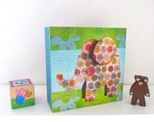 Polka Dotted Elephant 6X6 Wall ART Hanging for a childs Nursery, Playroom Decor - Art Block Decoration