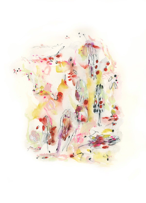 Magnolia Seeds Archival Print of original watercolor painting, modern, contemporary botanical Abstract gift for sister woman
