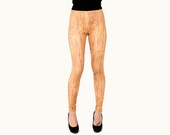 Light Woodgrain Printed Faux Bois Wood Leggings