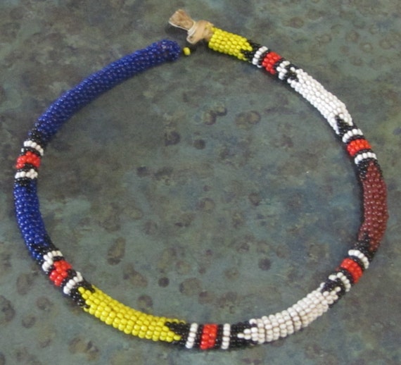 Native American Design Seed Bead Rope Necklace by LeftoverStuff