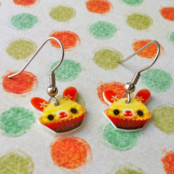 Amigurumi Kingdom Yellow Cupcake Bunny Dangle Earrings