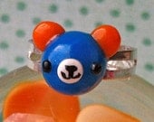 Amigurumi Kingdom Blue and Orange Bear adjustable ring