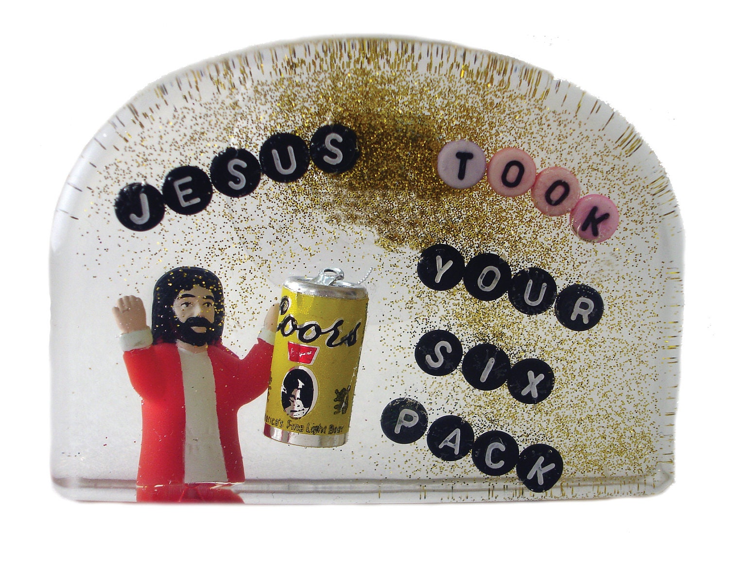 Postcard: Jesus Took Your Six Pack