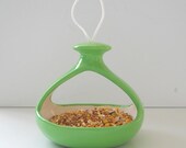 Bird Feeder Ceramic 2 Sided Retro Hanging Planter In Seafoam Green
