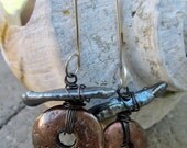 Long Copper and Pearl Earrings
