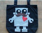 Stitched To Order Tote Mustache Robot