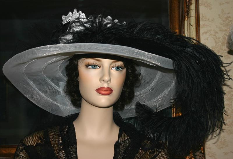 Kentucky Derby Hat Victorian Style Hat "Miss Ebony & Ivory Crystal Fairy"