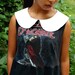 REVIVAL OOAK Upcycled Shirt/Top, Peter Pan Collar, Small/Medium, Rock Tshirt, Ozzy Osbourne, EcoFriendly, Repurposed Clothing