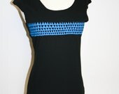 Bright Turquoise Blue Triangles Scoop Neck