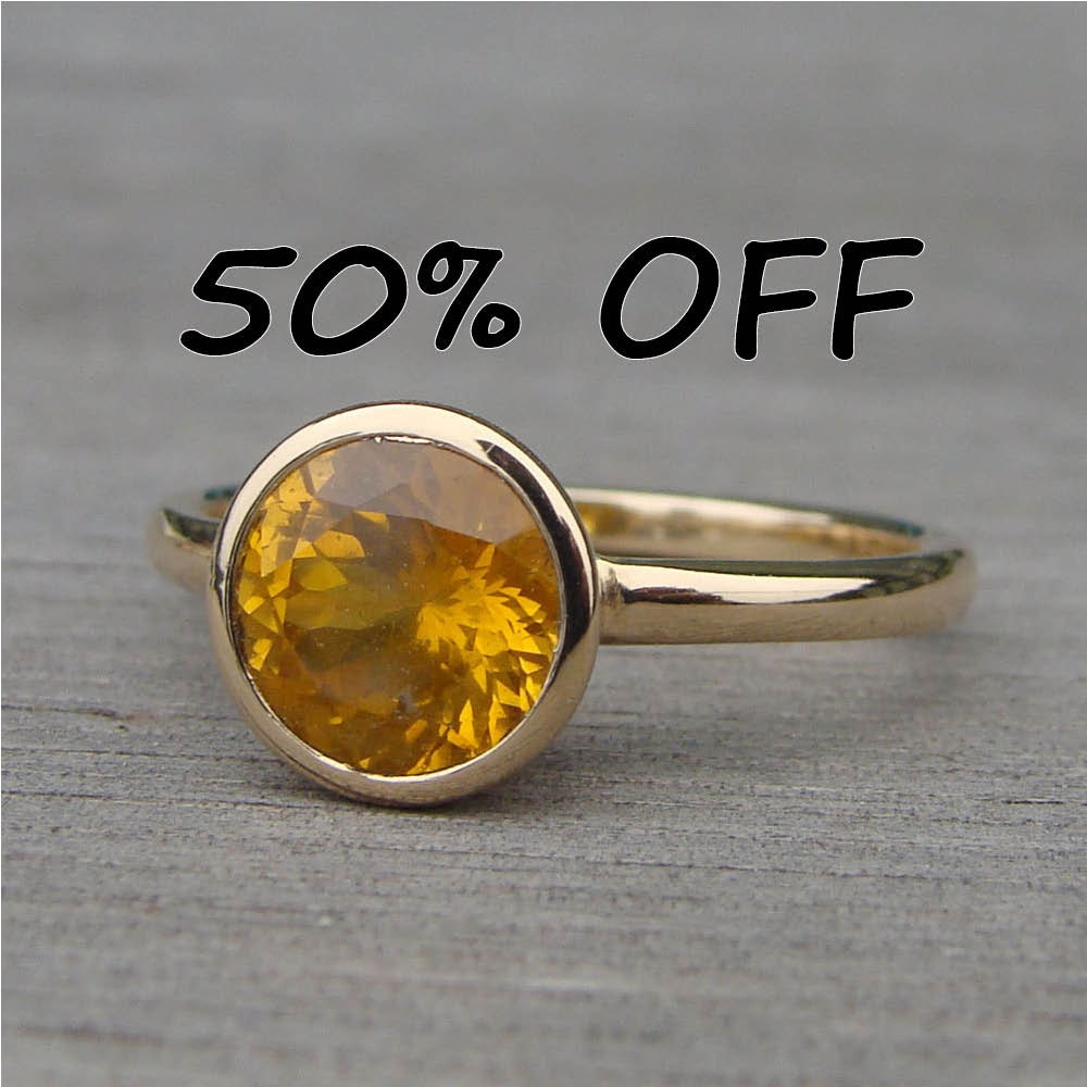 CLEARANCE - Fair Trade Malawi Yellow Sapphire and Recycled 14k Yellow Gold Ring, Size 6.5