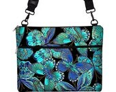 17 inch Laptop Bag for MacBook Pro 17" Case Sleeve Cover Mac Laptop Messenger Bag with Strap  - Butterfly blue green purple
