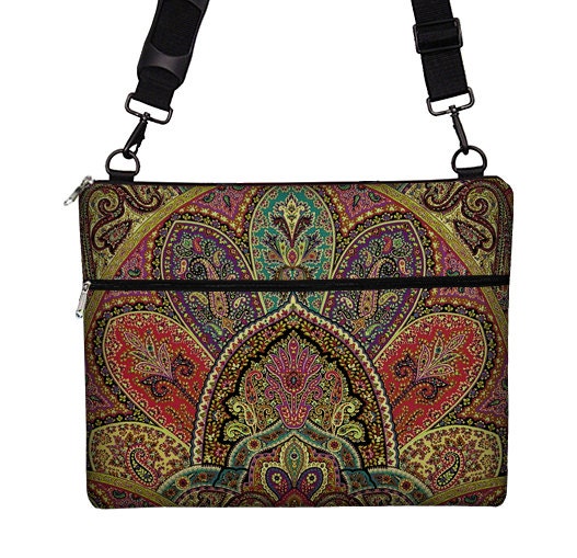 Laptop Case 17 inch Laptop Bag 17" Laptop Sleeve Messenger Laptop Cute Laptop Bag  17.1, 17.3  PC zipper padded  - Paisley purple teal red