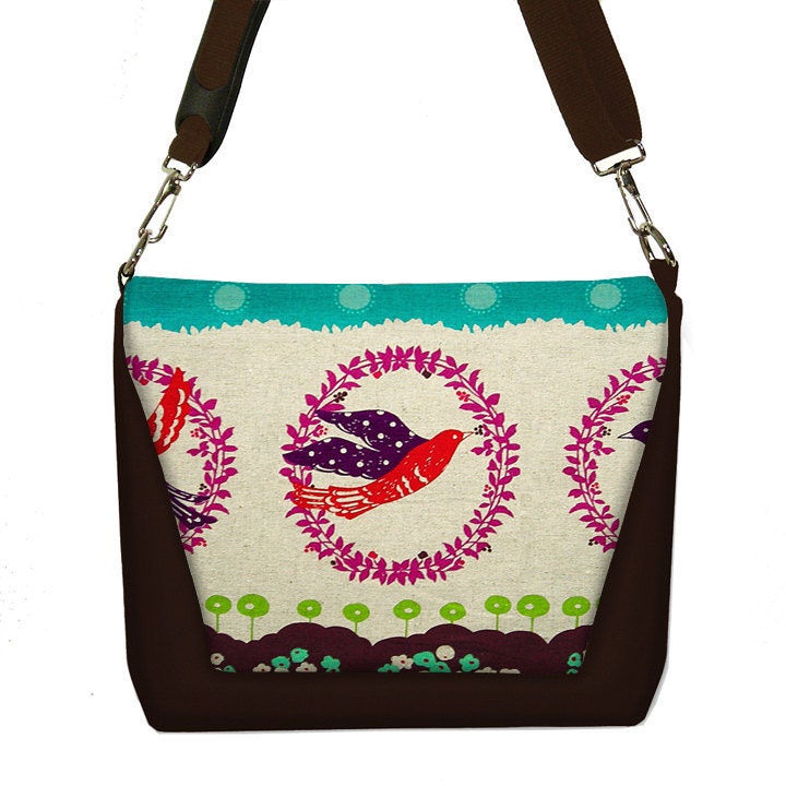 SALE Digital SLR Camera Bag Dslr Camera Bag Purse Womens Camera Bag Case Padded Kokka Bird 3 purple aqua brown (RTS)