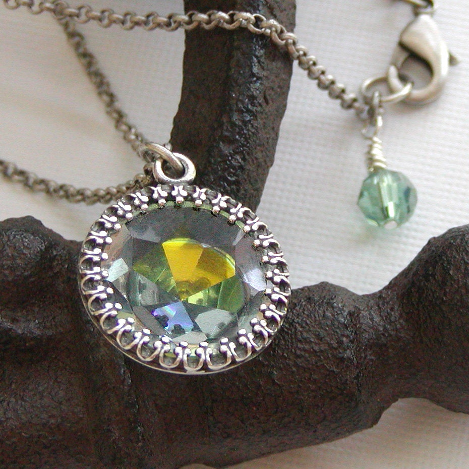 Crystal Necklace - Rare Swarovski Crystal - Double sided pendant