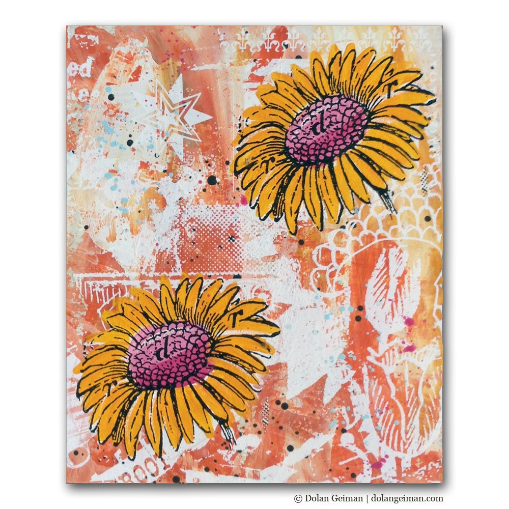 Yellow Sunshine Flower, Sunflower Acrylic Painting on Wood, Summer Home Decor, Garden Blossom