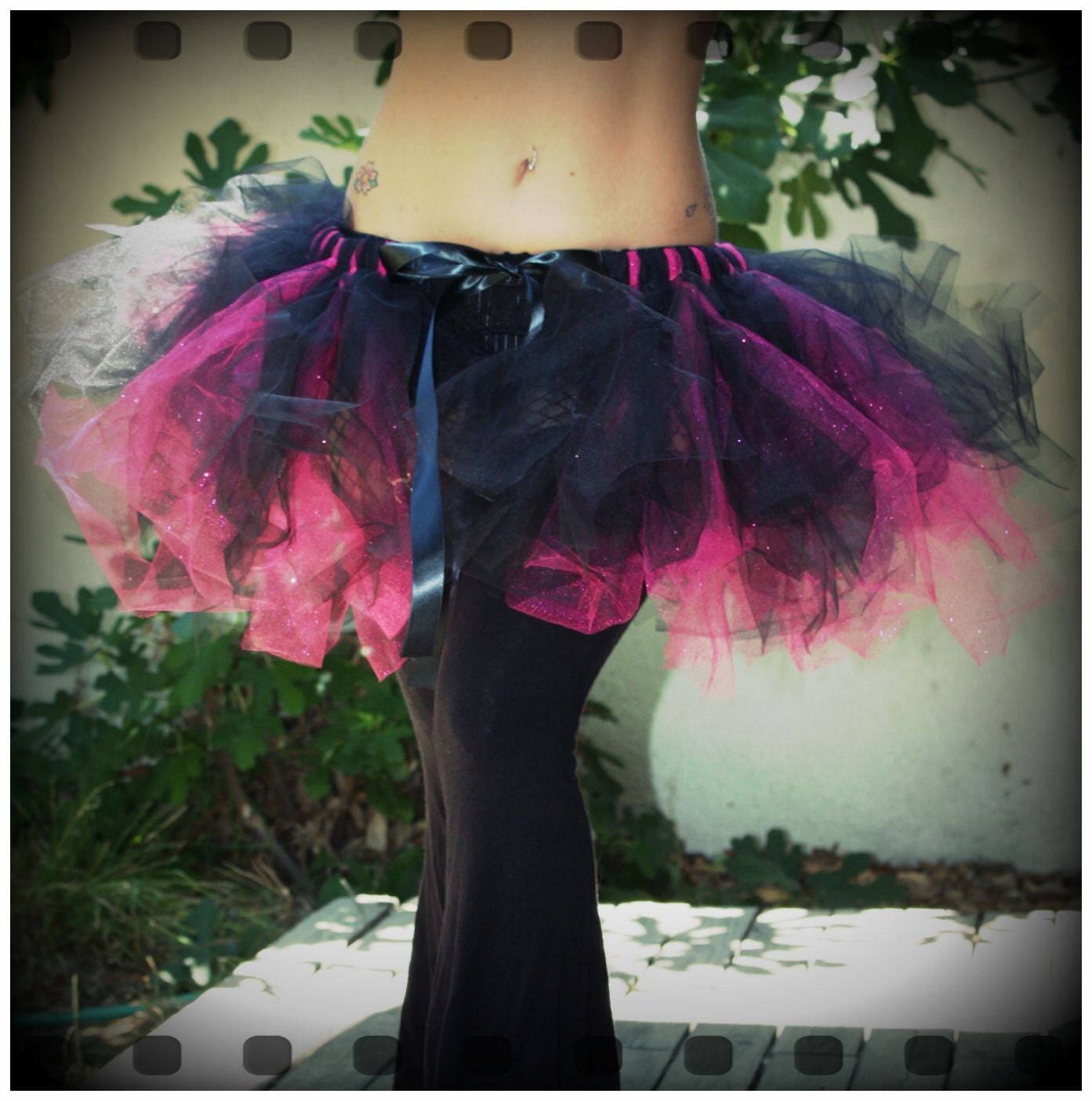 Tutu Bustle Hot Pink Glitter Black