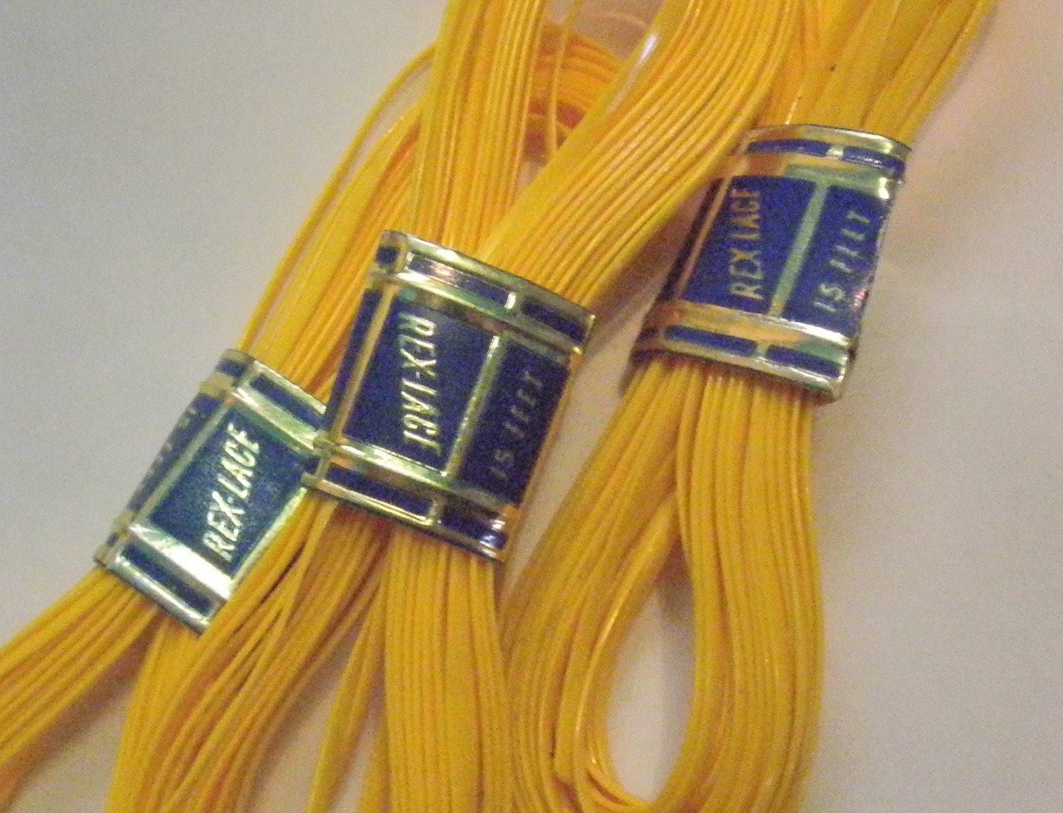 yellow rexlace flat placetic lacing lot of 15 yards FREE SHIPPING