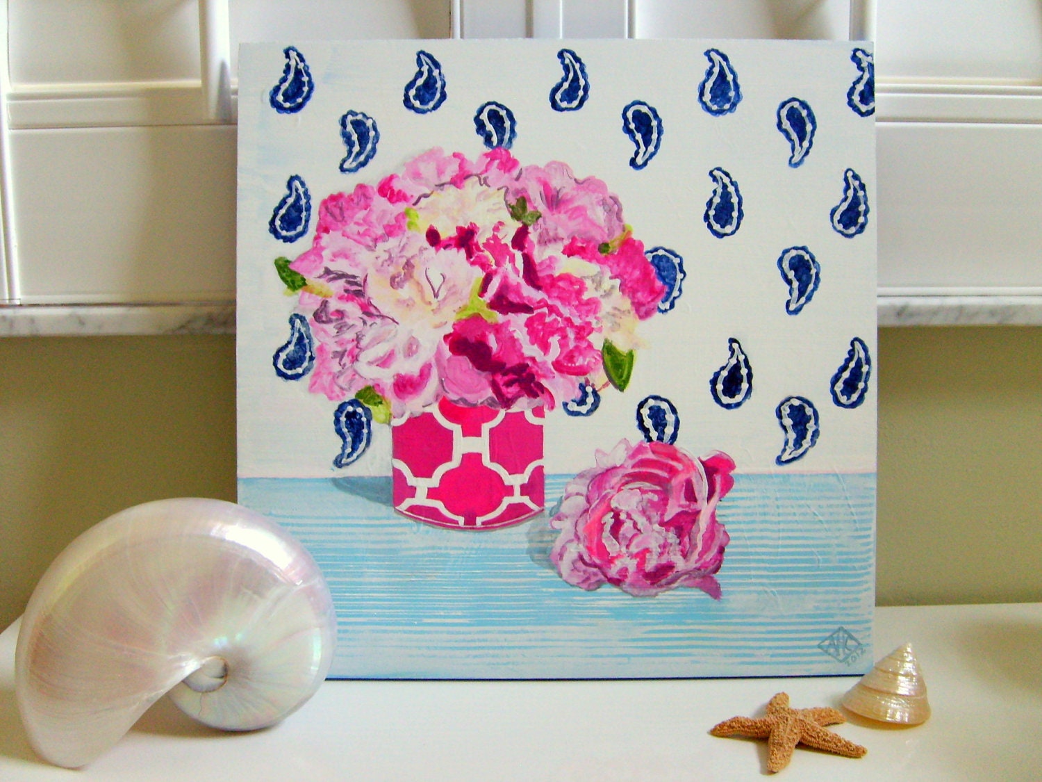 PEONIES & PAISLEY - Original Painting