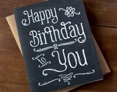 Set of 4 Chalkboard Happy Birthday Card Hand Lettered