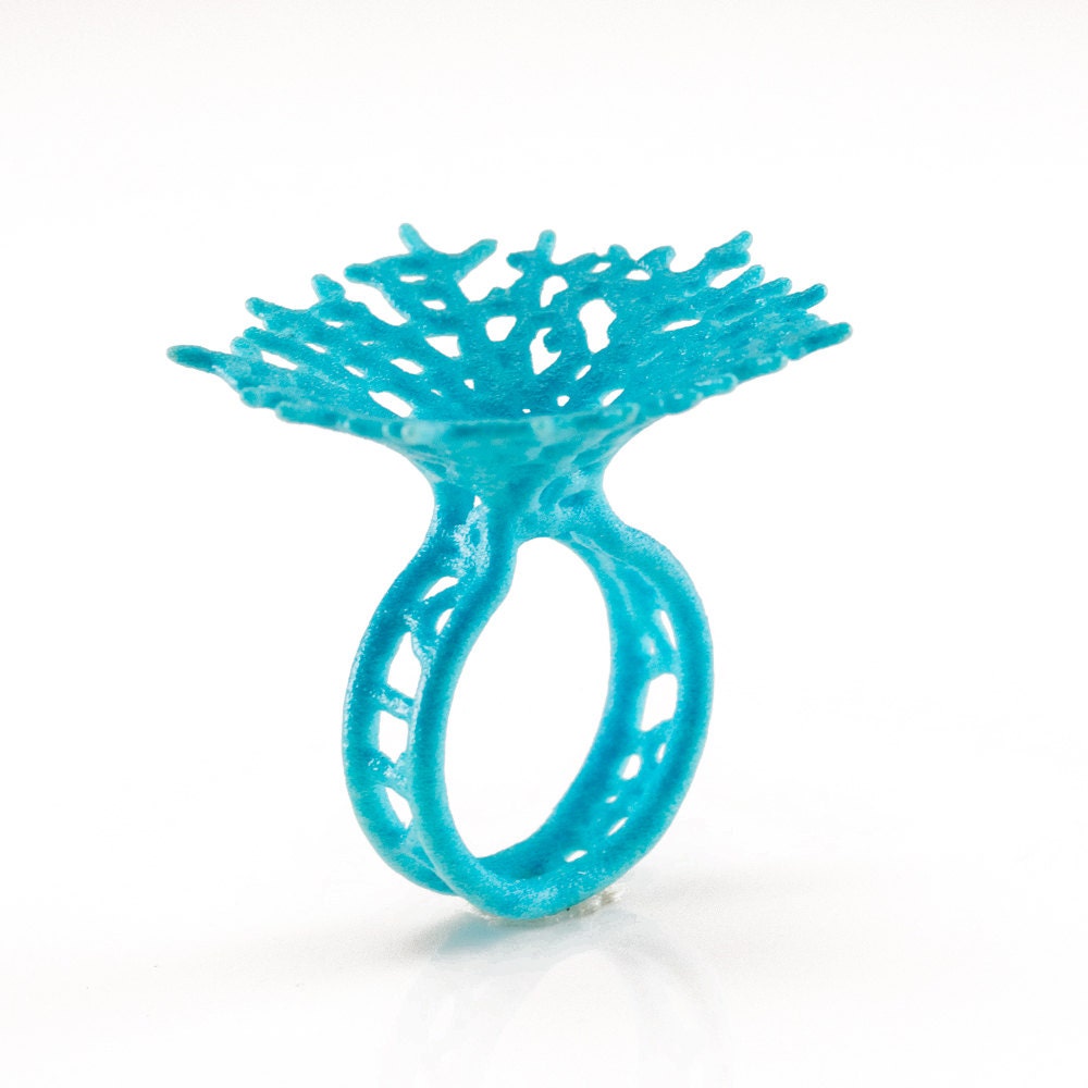 SALE 35% off Small Hyphae Ring - Light Turquoise