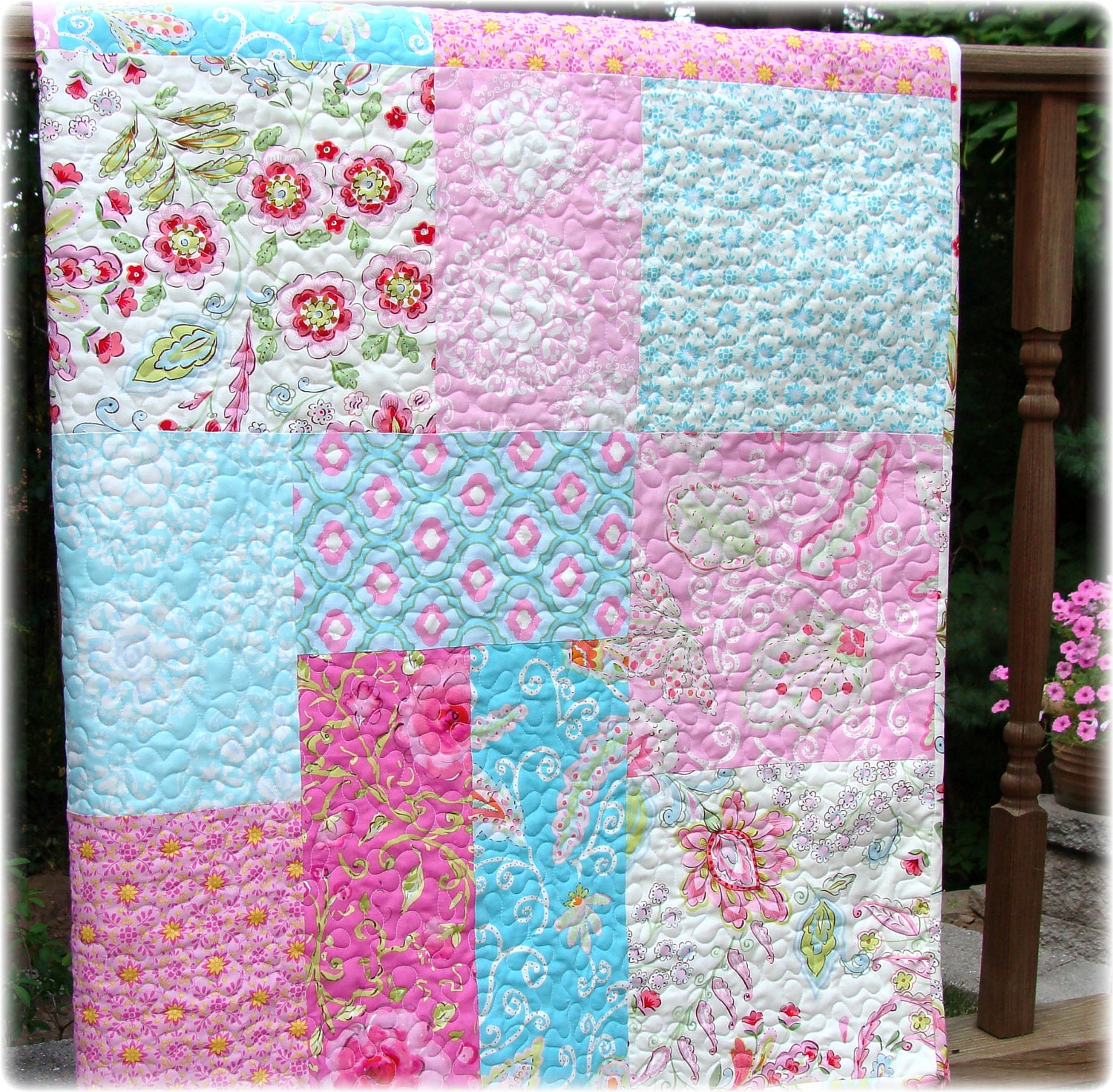 Pretty Little Things Modern Big Block Baby Girl Quilt