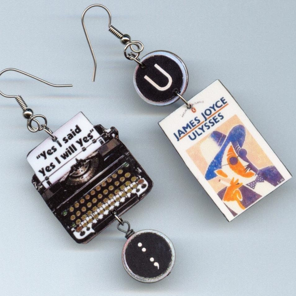 Ulysses Earrings Vintage Typewriter James Joyce quote book cover