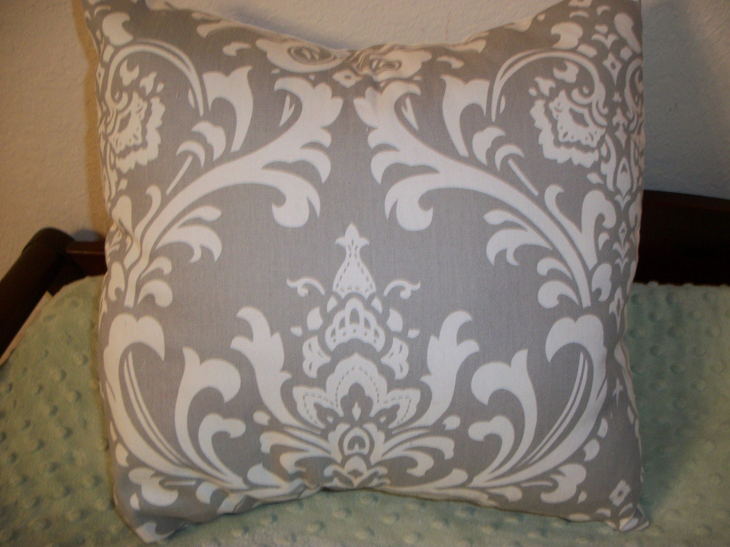Grey Damask Pillow Cover by GabriellasKloset on Etsy