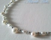 AstralArts- Baby Blue Girl's Tiny Pearl & Silver Necklace