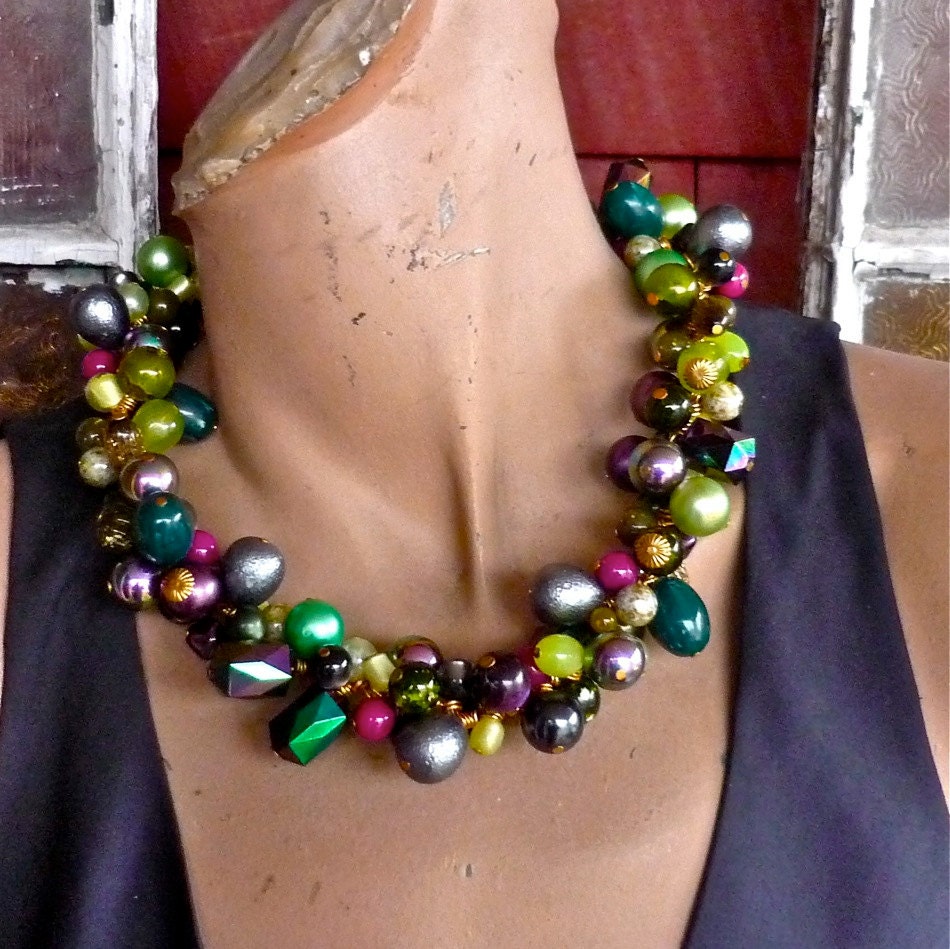 Arbor,  a necklace made of vintage glass and lucite beads