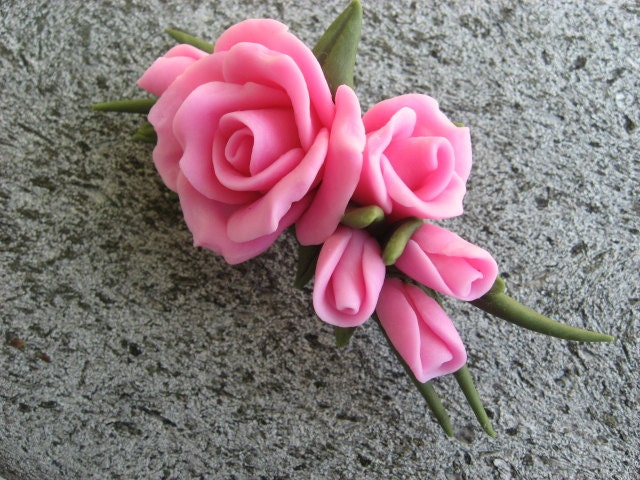 Pink Cold Porcelain Rose Pin