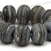 CIJ SALE - Handmade Lampwork Bead Set Etched Steel Blue Organic Spacers SRA